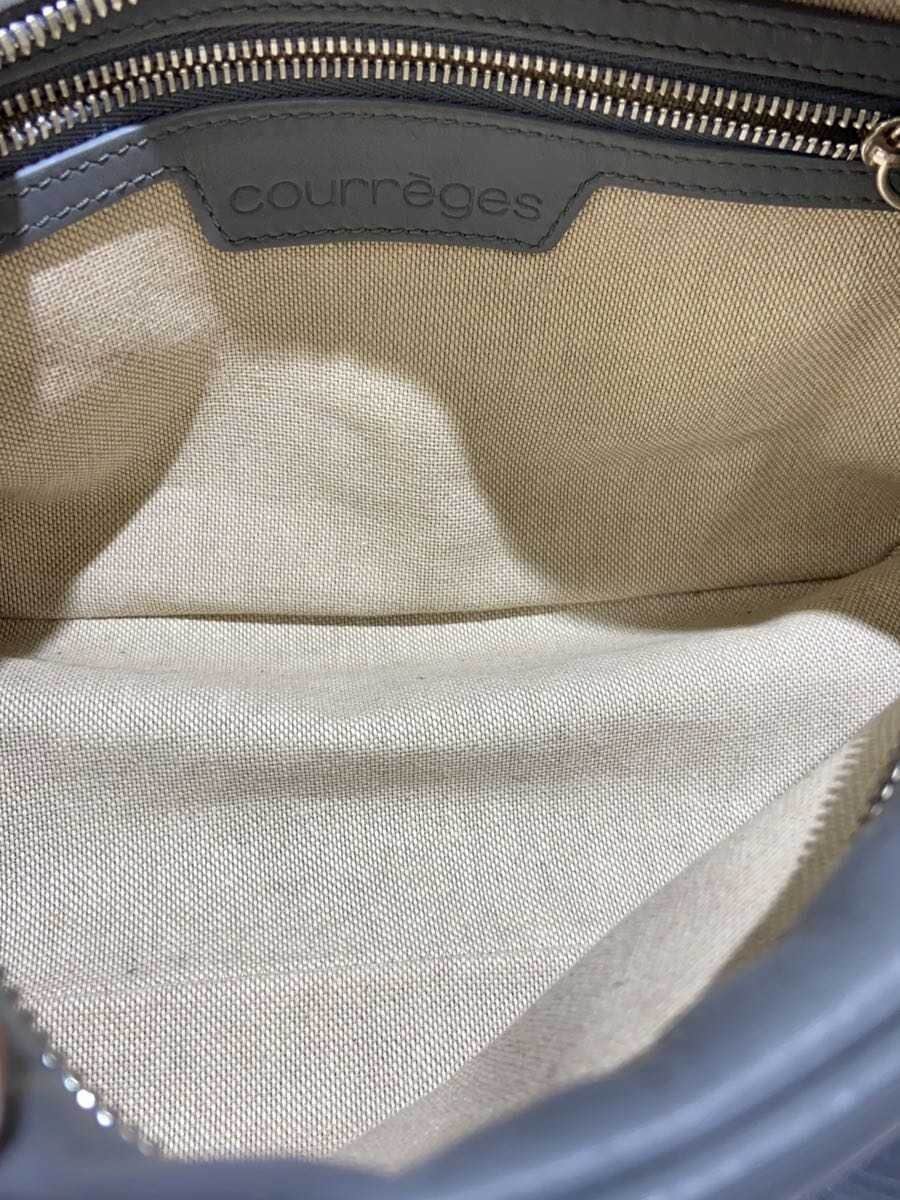 Courreges Reedition Handbag Shoulder Bag Leather GRY Solid Color 6