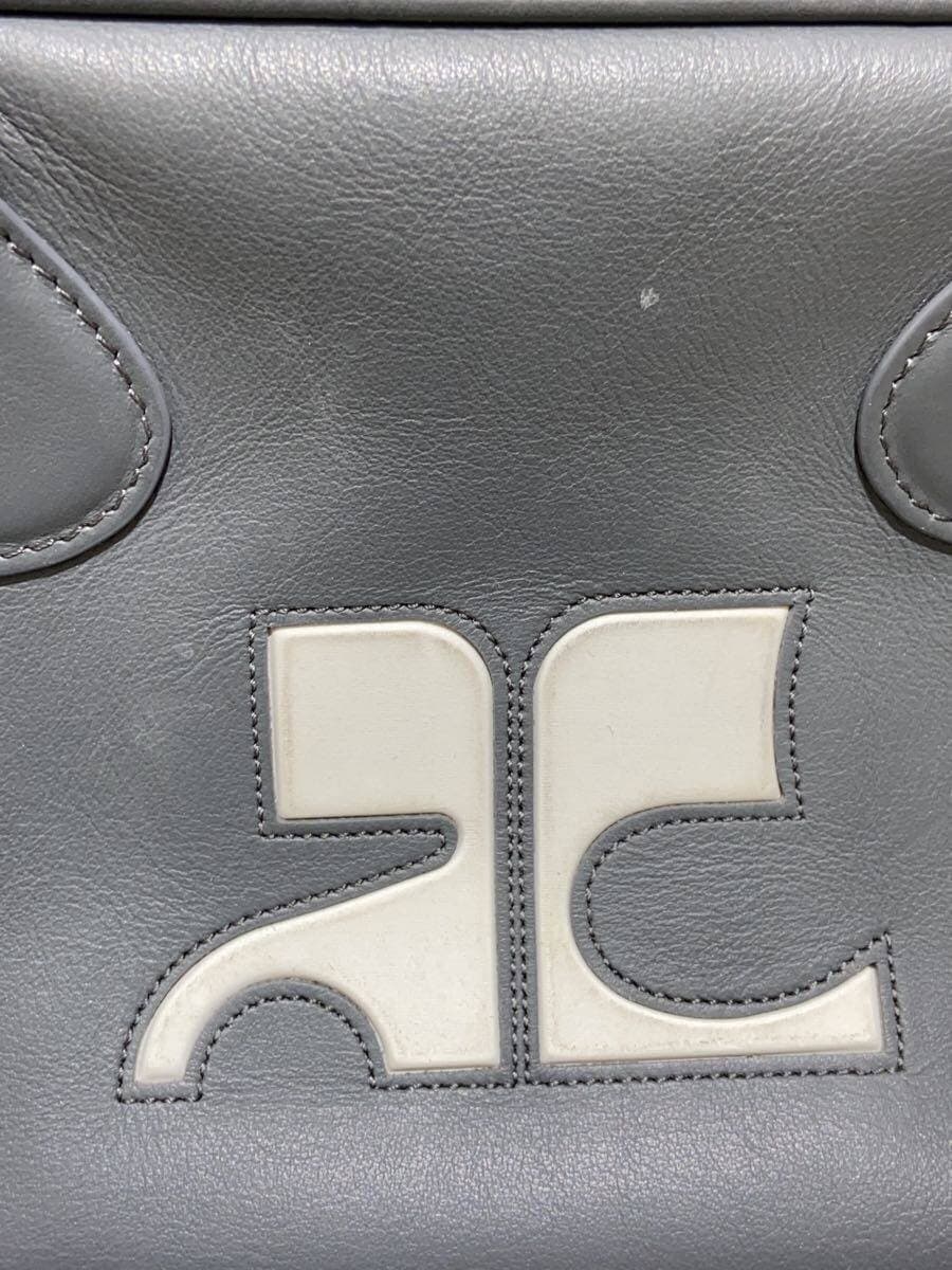 Courreges Reedition Handbag Shoulder Bag Leather GRY Solid Color 7
