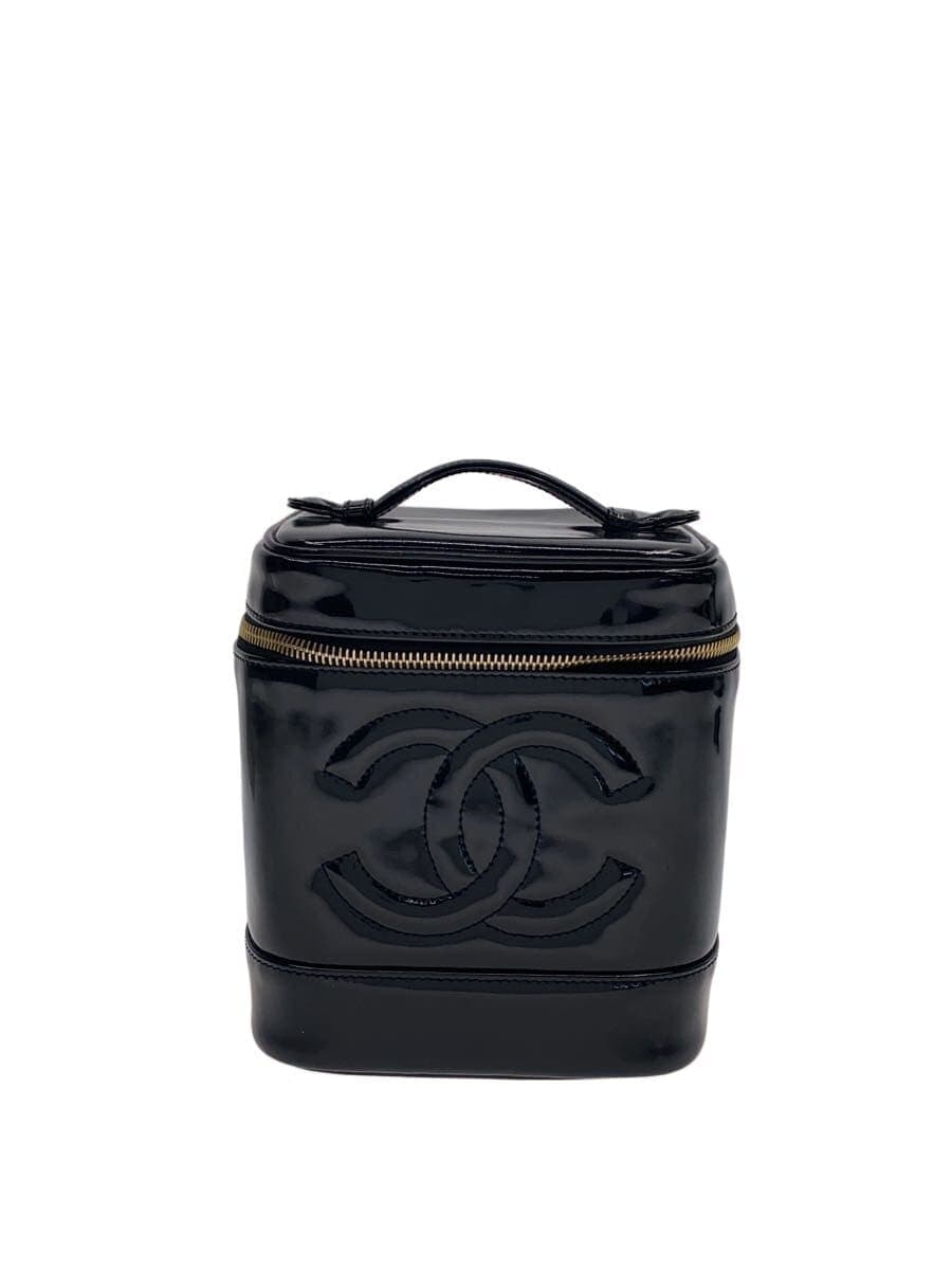 CHANEL bag enamel BLK vanity bag Coco mark