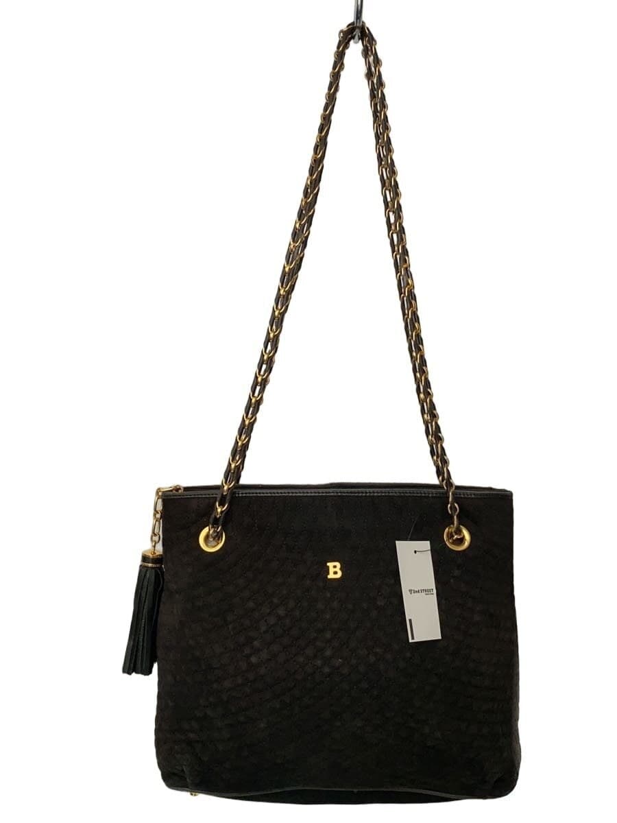 BALLY Chain Shoulder Bag Leather BLK
