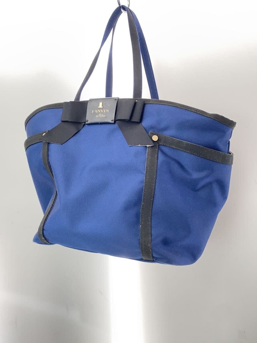 LANVIN en Bleu Tote Bag Canvas NVY Solid 2
