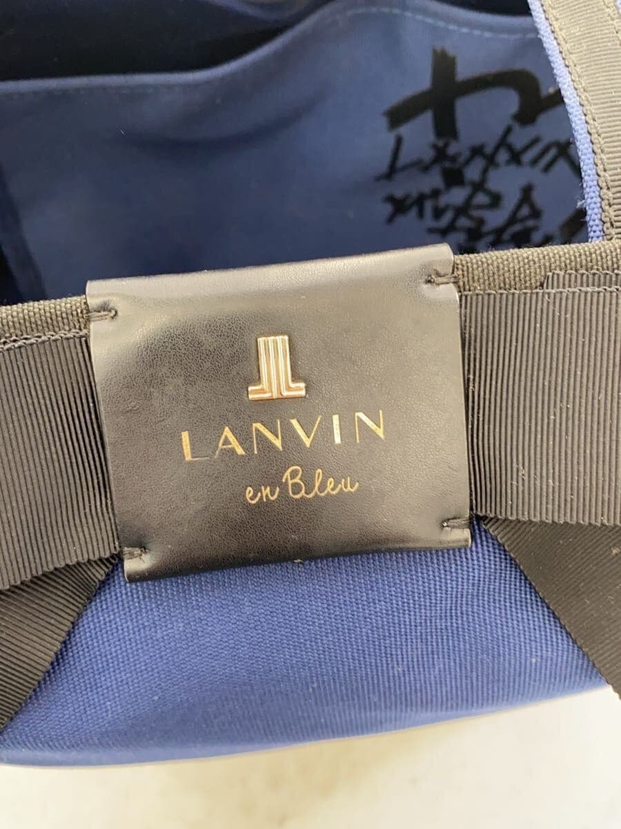 LANVIN en Bleu Tote Bag Canvas NVY Solid 5