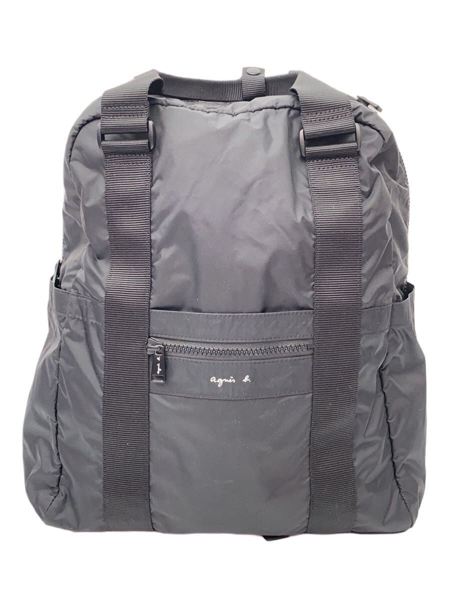 agnes b. Backpack Nylon Black Solid Color QAT01-05