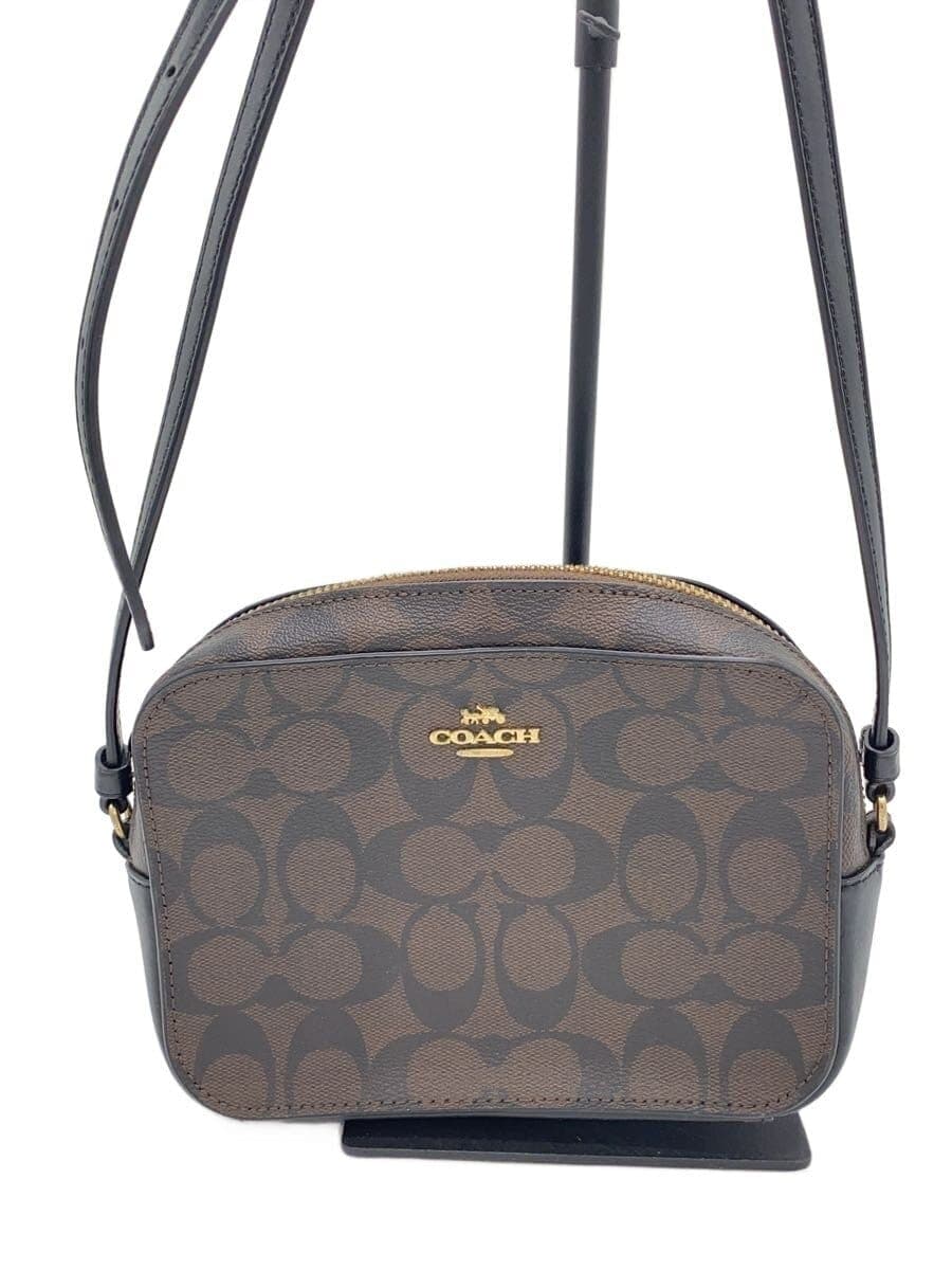 COACH Mini Camera Bag Signature Black Leather -- BRW Allover Pattern 91677