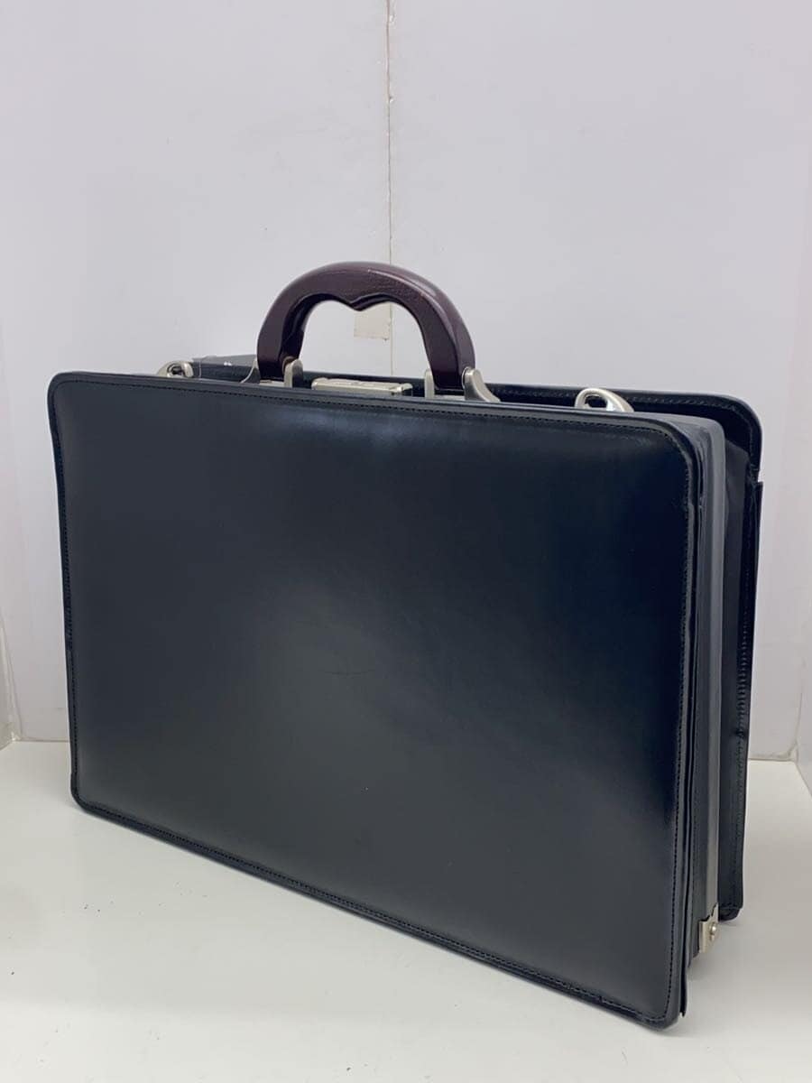 SOMES SADDLE Kaban Club Briefcase Leather BLK Natural Wood Handle 2