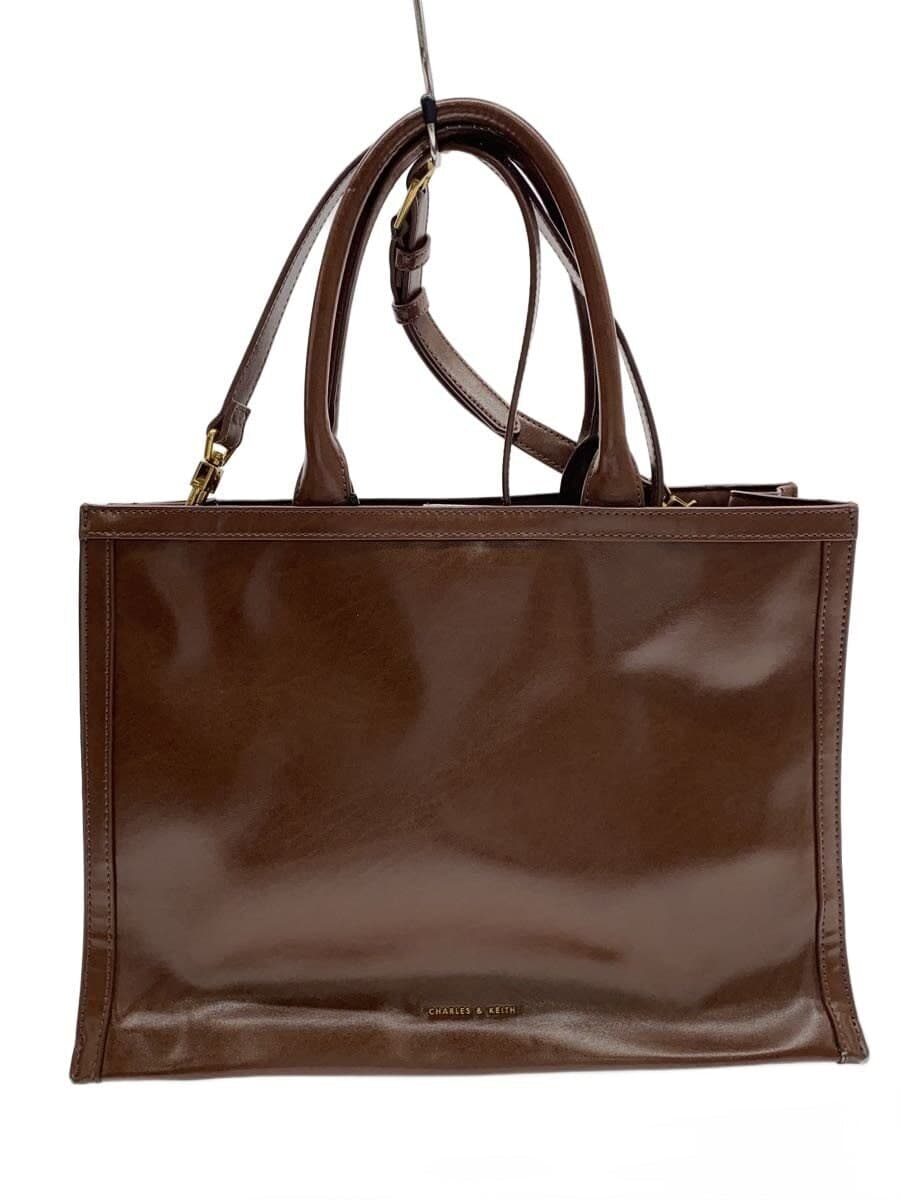 CHARLES&KEITH Tote Bag Leather BRW Solid