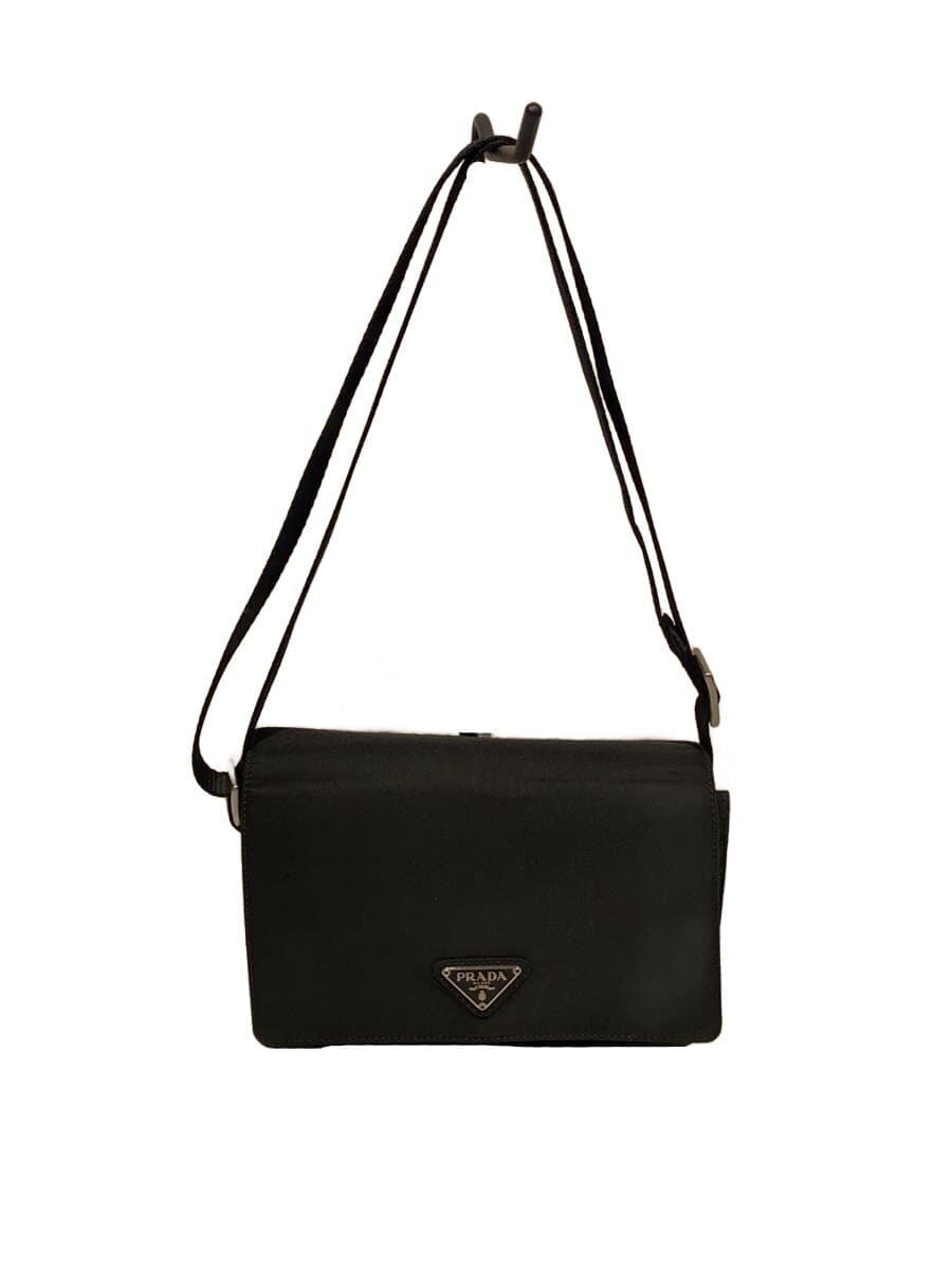 PRADA Shoulder Bag Nylon Black Solid Color
