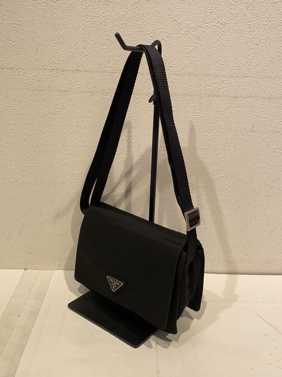 PRADA Shoulder Bag Nylon Black Solid Color 2