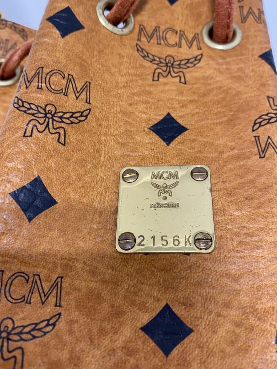 MCM Drawstring Shoulder Bag OLD Bag Leather Camel All Over Pattern MCM 5