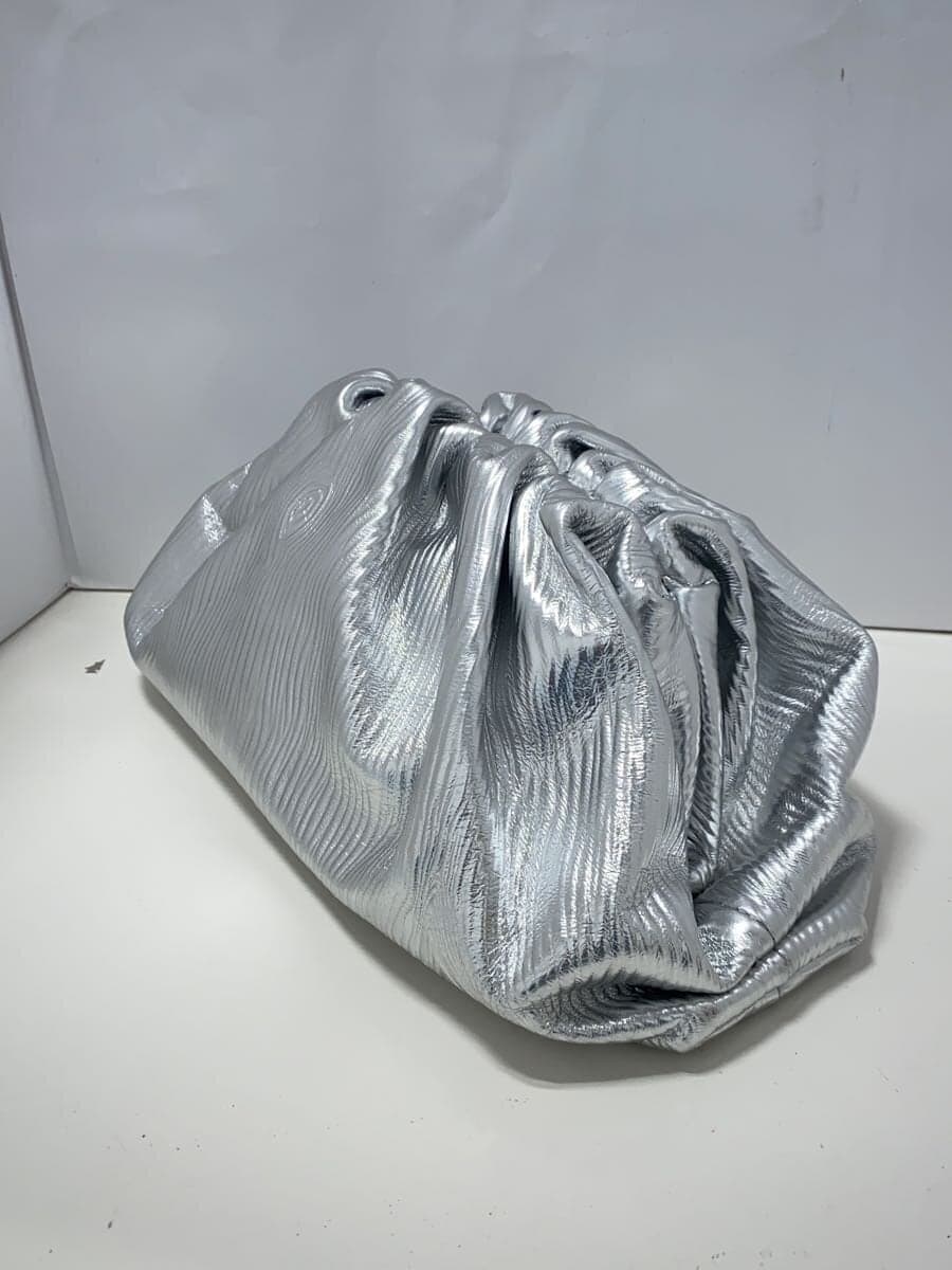 BOTTEGA VENETA clutch bag leather silver 2