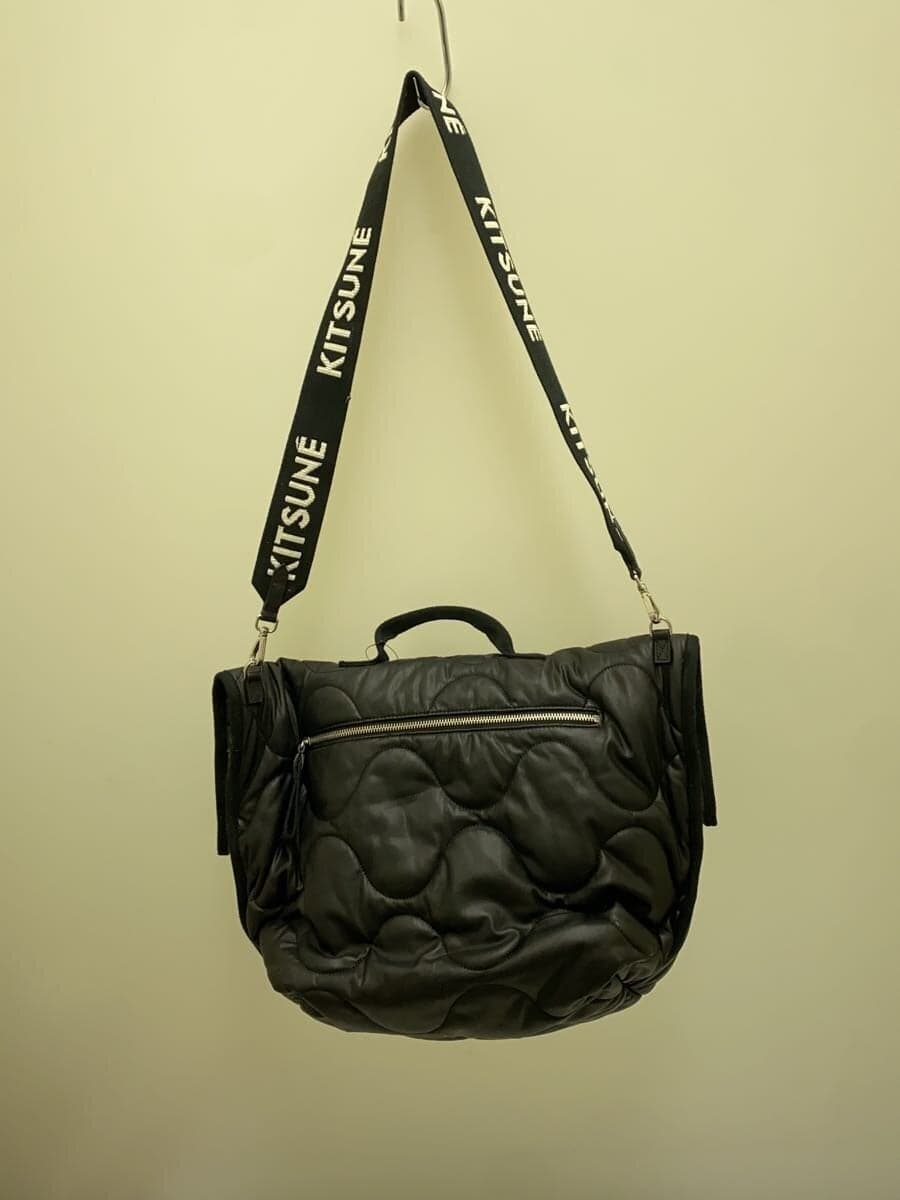 MAISON KITSUNENYLON QUILTED BAG 2-Way Shoulder Bag Nylon BLK 3