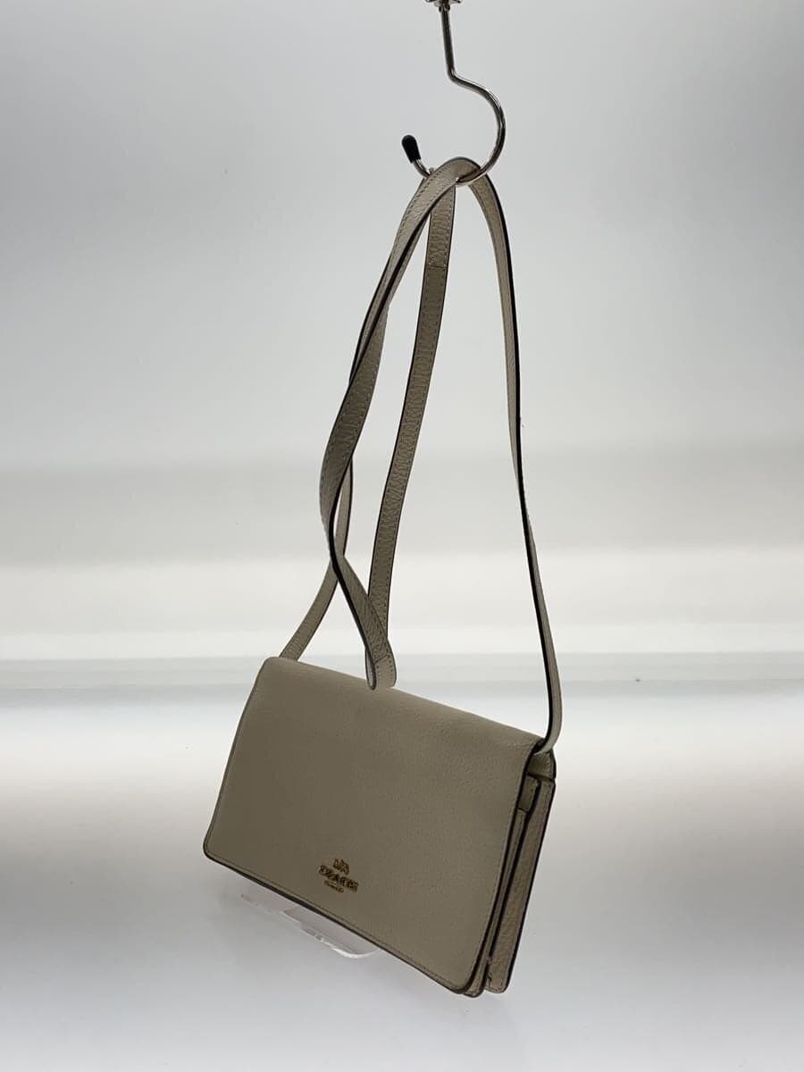 COACH Shoulder Wallet Leather WHT 2