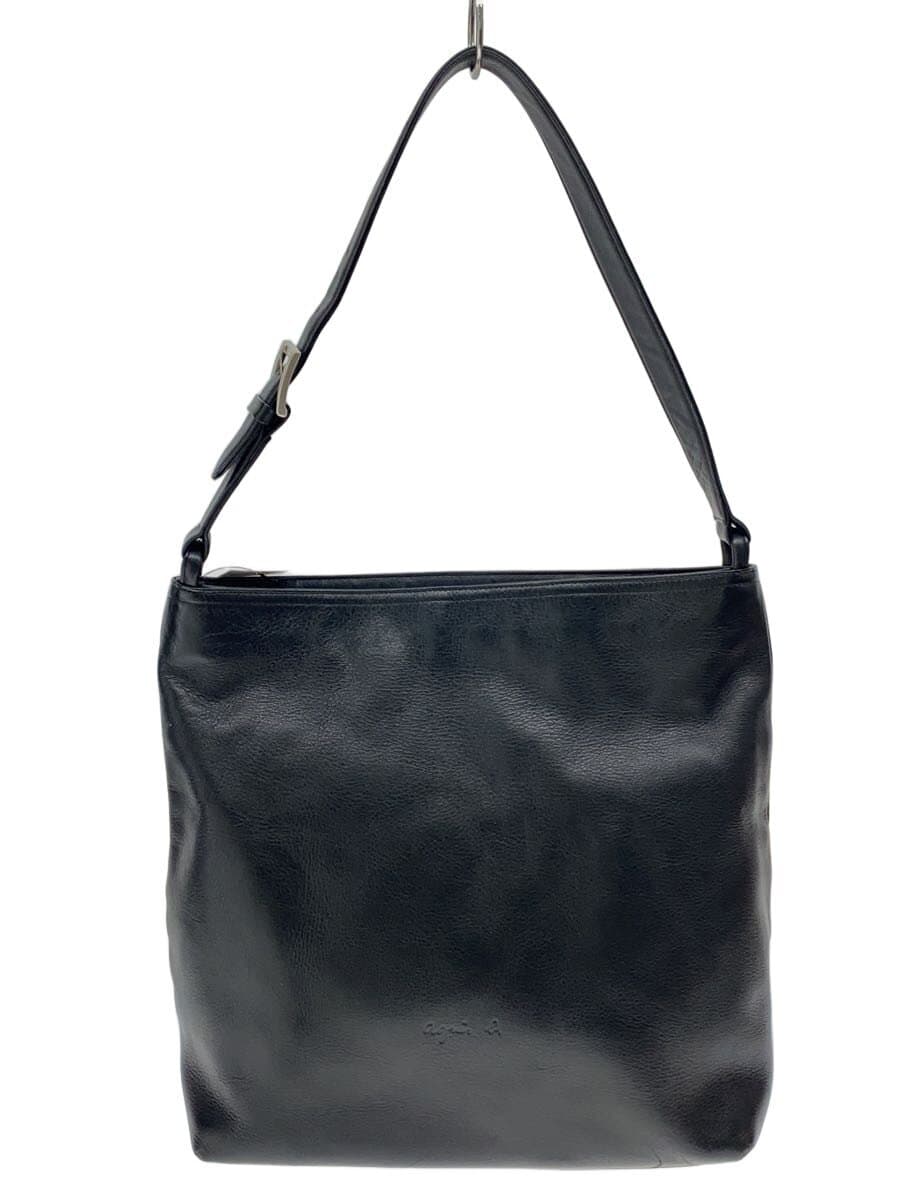agnes b VOYAGE Shoulder Bag Leather BLK Solid