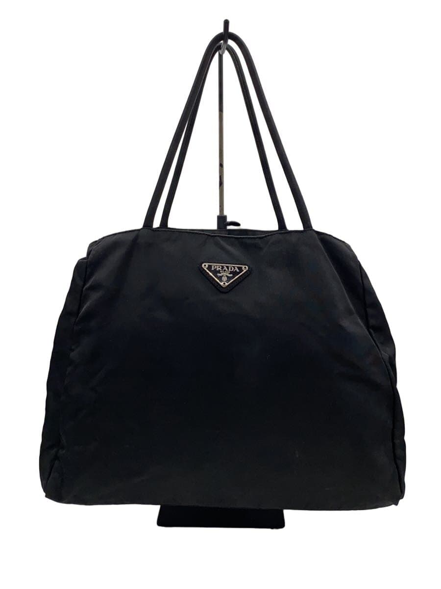 PRADA Tote Bag Nylon BLK Triangle Logo Inside Tear 。