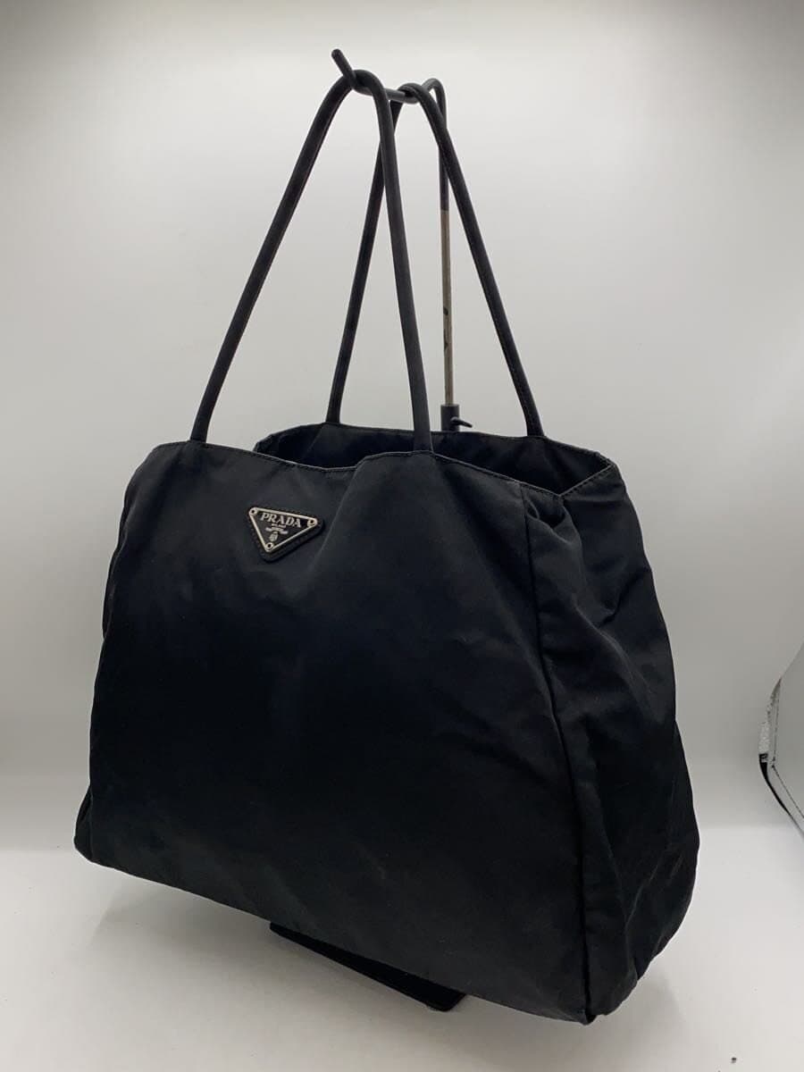 PRADA Tote Bag Nylon BLK Triangle Logo Inside Tear 。 2