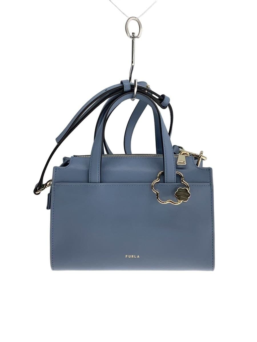 FURLANUVOLA S Boston Bag Shoulder Bag Leather BLU Solid