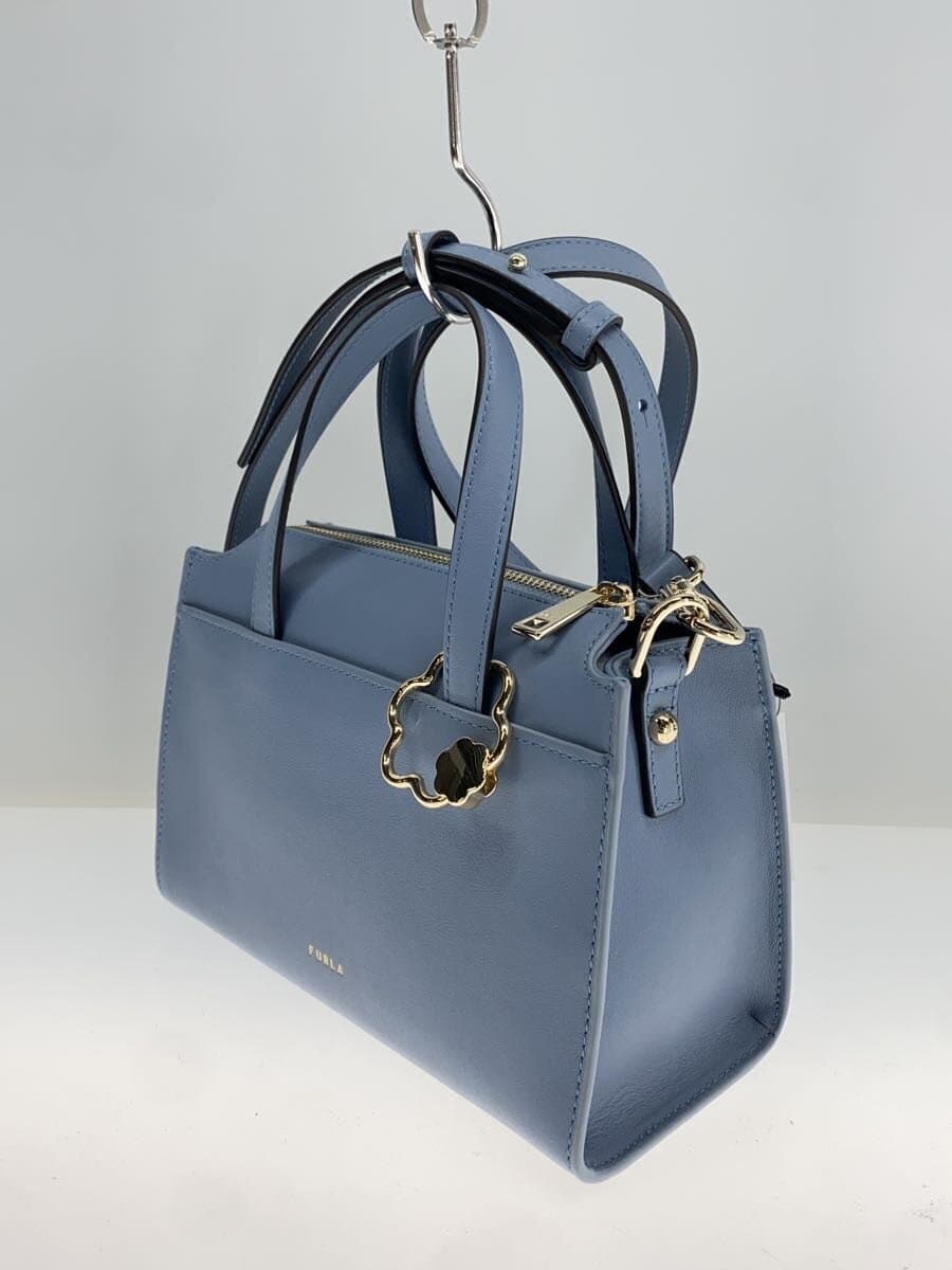FURLANUVOLA S Boston Bag Shoulder Bag Leather BLU Solid 2