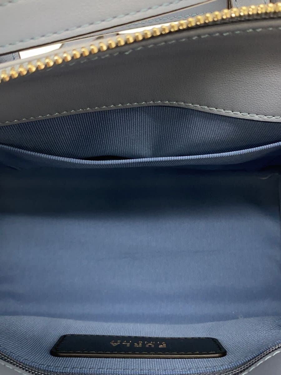 FURLANUVOLA S Boston Bag Shoulder Bag Leather BLU Solid 6