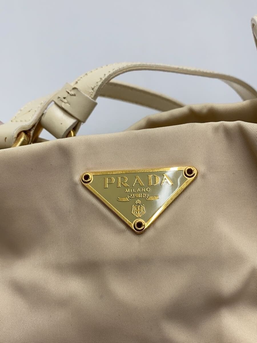PRADA Tote Bag Nylon BEG Solid Color B11214 5