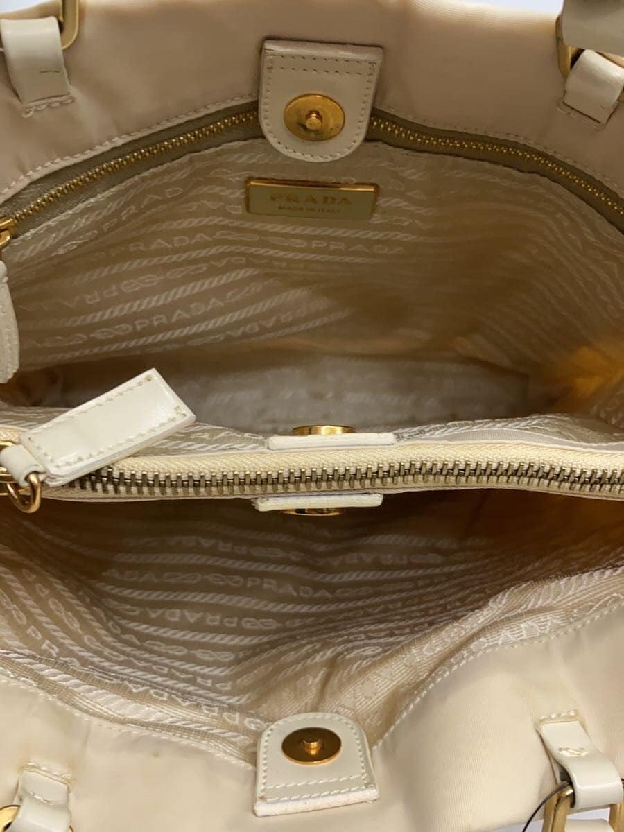 PRADA Tote Bag Nylon BEG Solid Color B11214 6