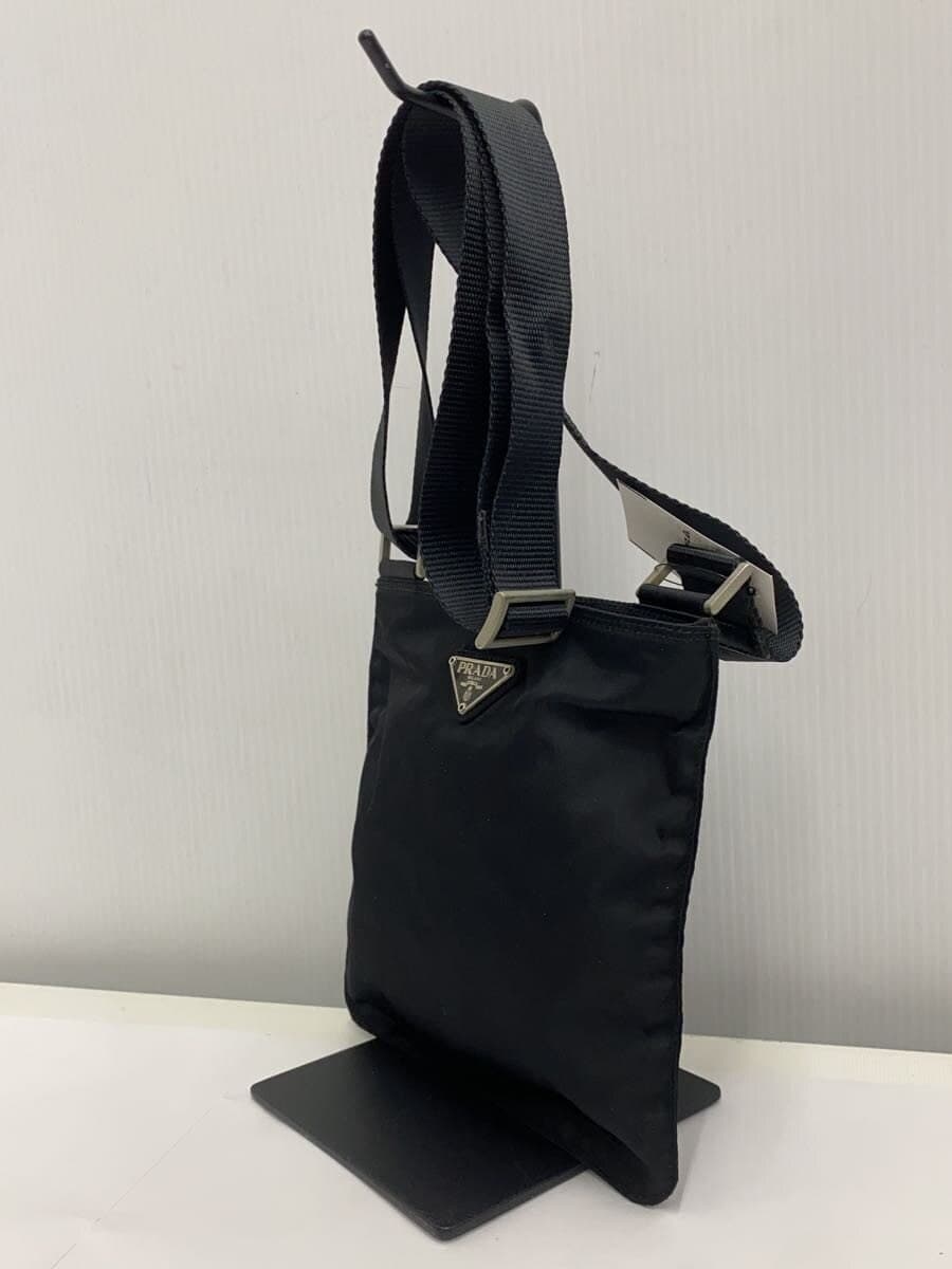 PRADA Shoulder Bag Nylon Black Sling Bag Metal Hardware Shows Signs of Wear 2