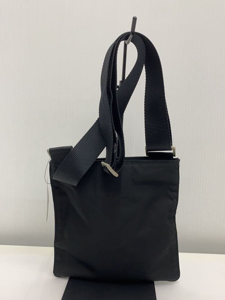 PRADA Shoulder Bag Nylon Black Sling Bag Metal Hardware Shows Signs of Wear 3
