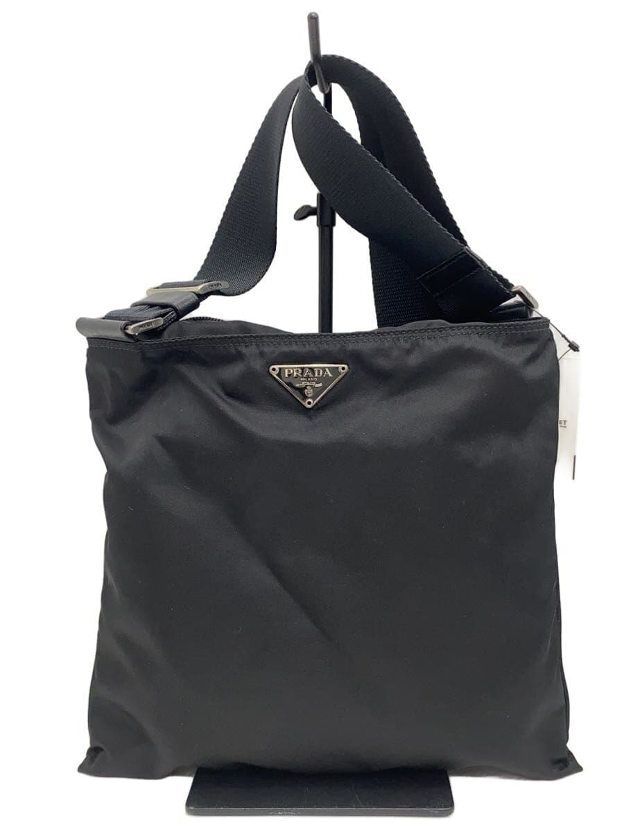 PRADA Shoulder Bag Nylon Black Solid Color