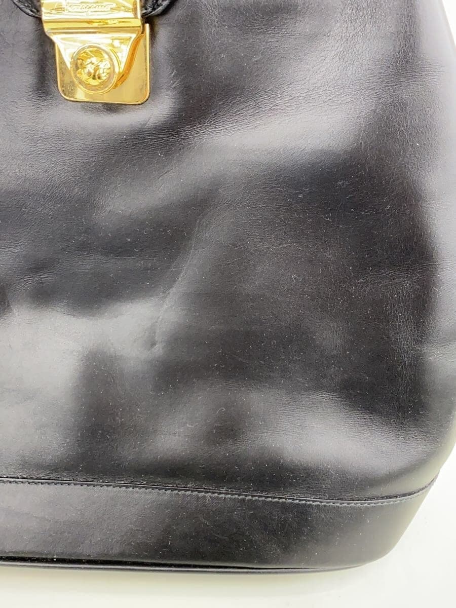 Salvatore Ferragamo Tote Bag Leather BLK Solid AD21 Hardware Rust 3