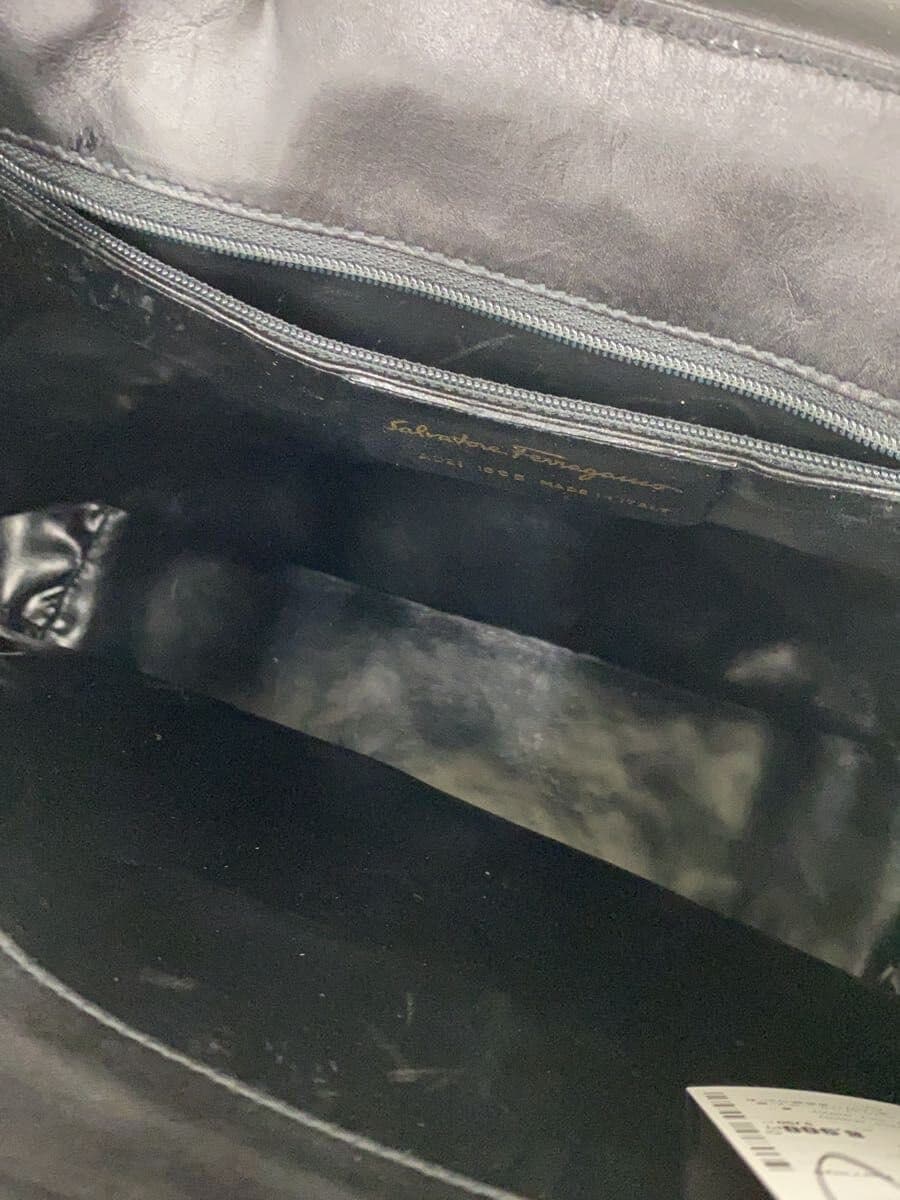 Salvatore Ferragamo Tote Bag Leather BLK Solid AD21 Hardware Rust 7