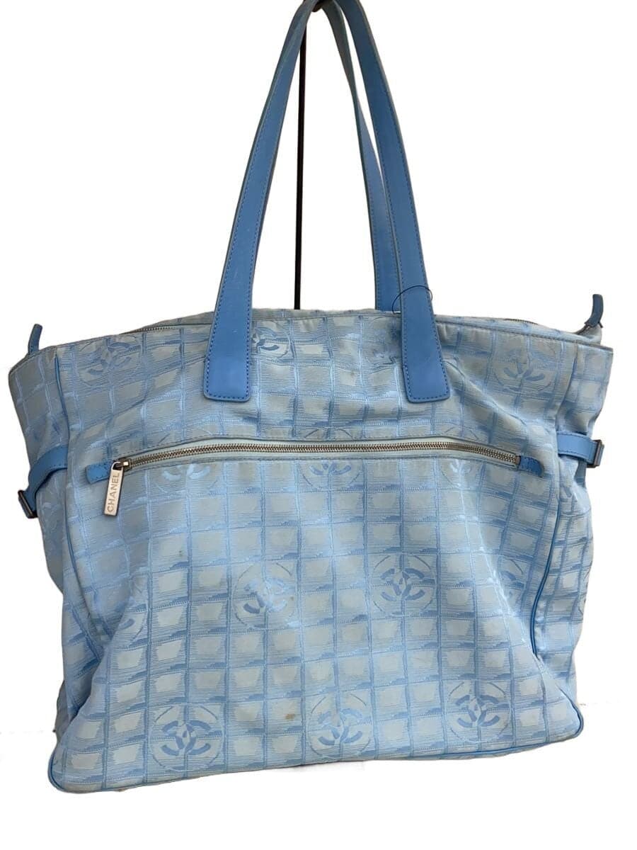 CHANEL tote bag nylon blue all-over pattern