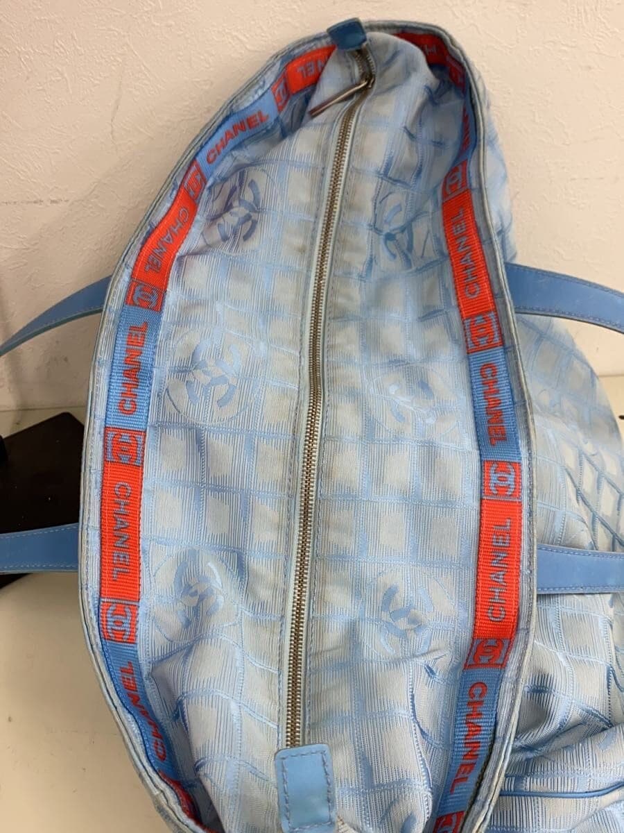 CHANEL tote bag nylon blue all-over pattern 7