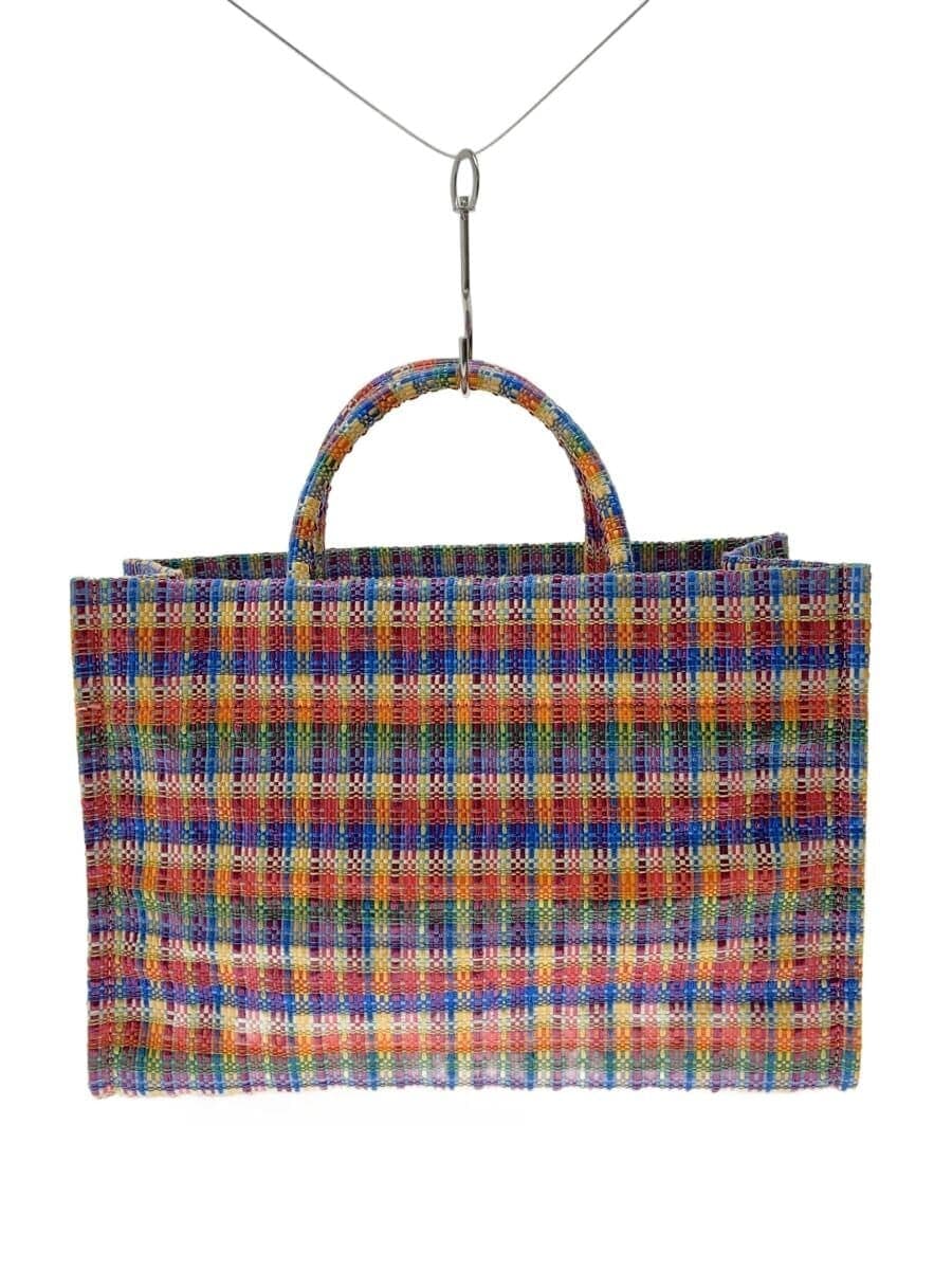 TSURU By MARIKO OIKAWA Straw Multicolor Tote Bag Check