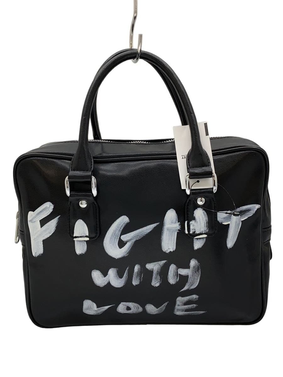 COMME des GARCONS GIRL Message-Painted Leather Tote Handbag Polyester BLK Print