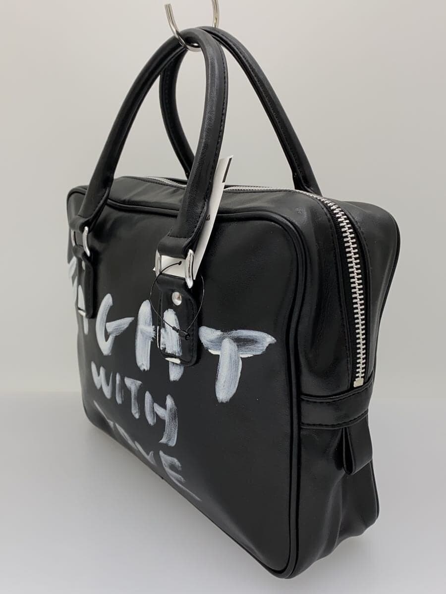 COMME des GARCONS GIRL Message-Painted Leather Tote Handbag Polyester BLK Print 2