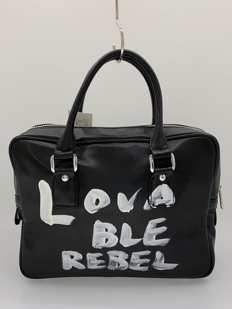 COMME des GARCONS GIRL Message-Painted Leather Tote Handbag Polyester BLK Print 3
