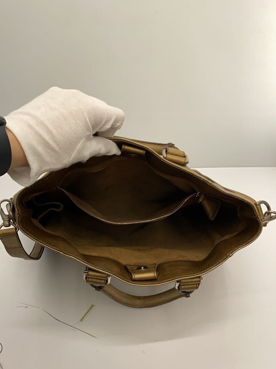 HIROFU Shoulder Bag GLD Solid Inside With Stain Consider Condition 6