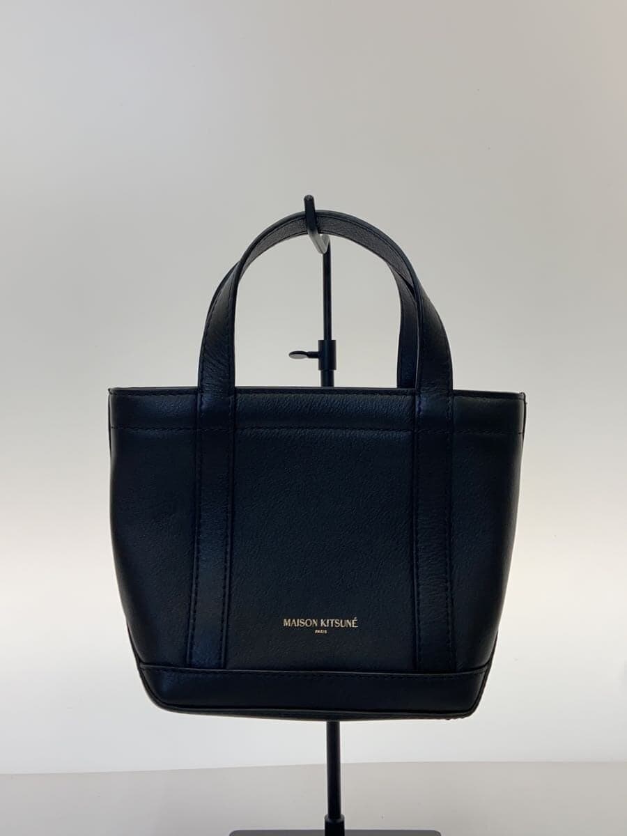 MAISON KITSUNEFOX HEAD LEATHER MINI TOTE Shoulder Bag BLK 3