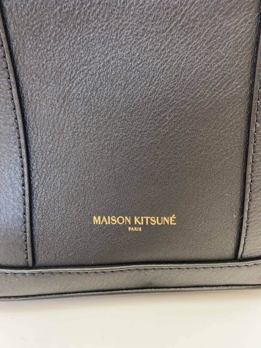 MAISON KITSUNEFOX HEAD LEATHER MINI TOTE Shoulder Bag BLK 7