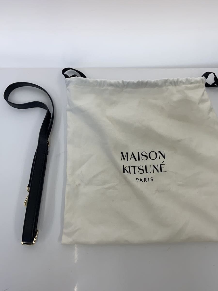 MAISON KITSUNEFOX HEAD LEATHER MINI TOTE Shoulder Bag BLK 8