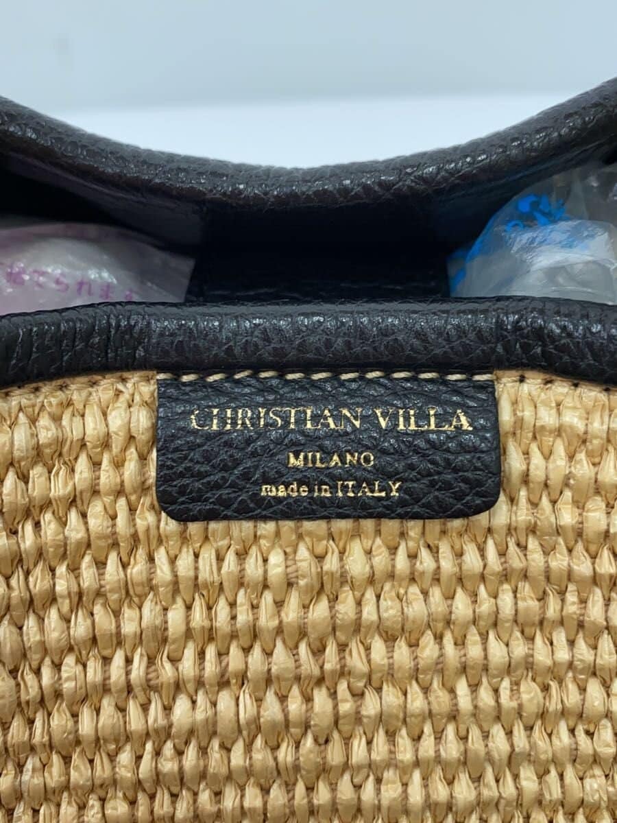 CHRISTIAN VILLA Shoulder Bag -- BEG Bamboo Handle Straw Bag 5