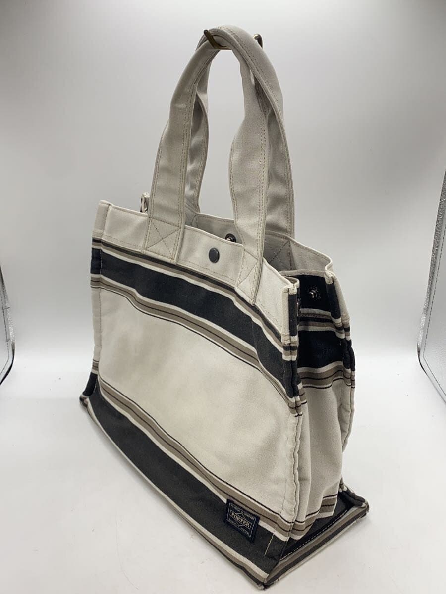 HEAD PORTER Tote Bag -- GRY Stripes 2