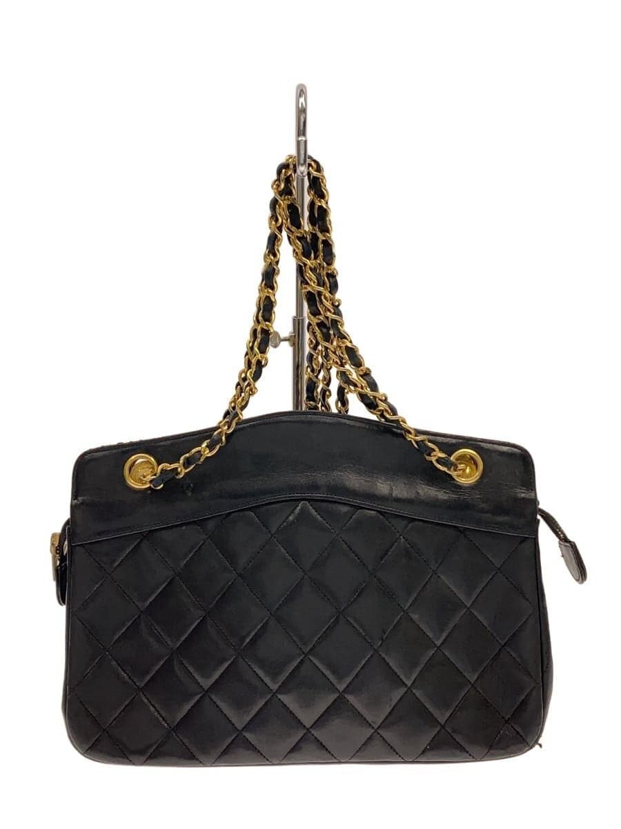 CHANEL shoulder bag leather BLK