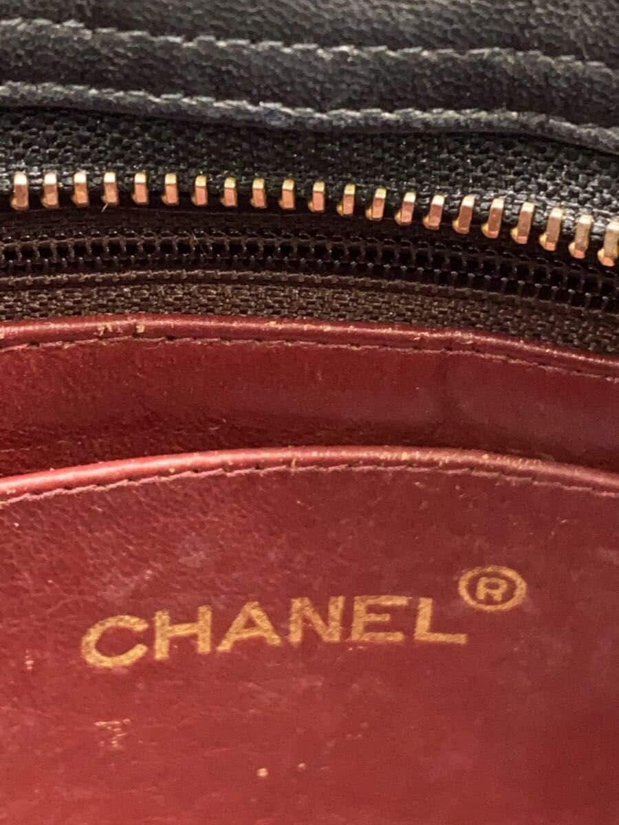 CHANEL shoulder bag leather BLK 5