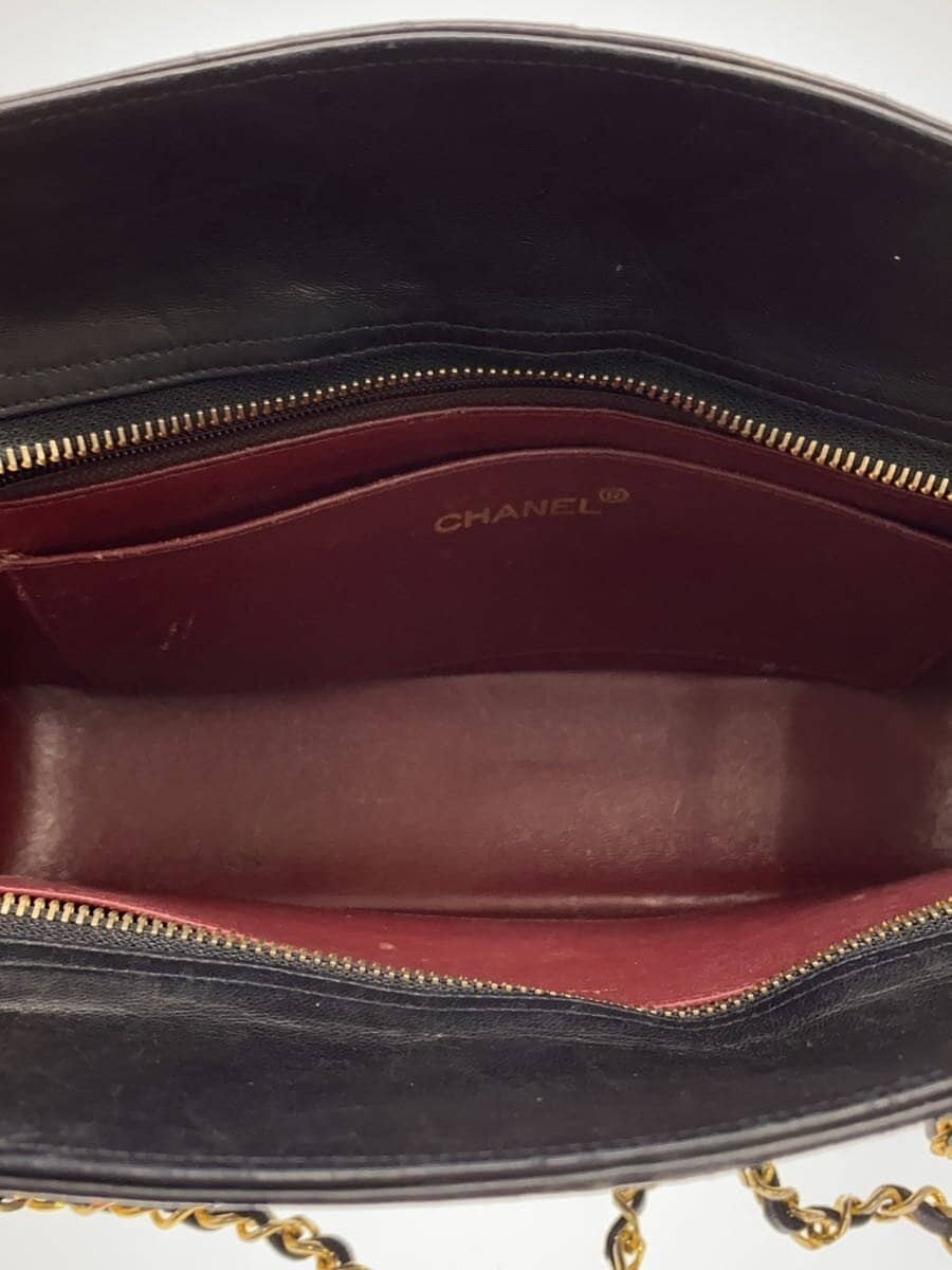 CHANEL shoulder bag leather BLK 6