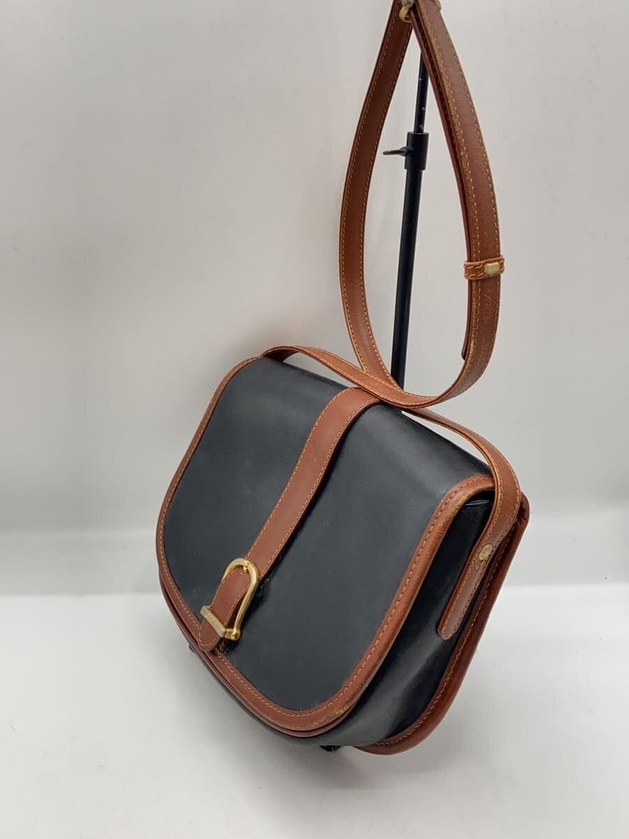 CELINE Shoulder Bag Leather BLK 2