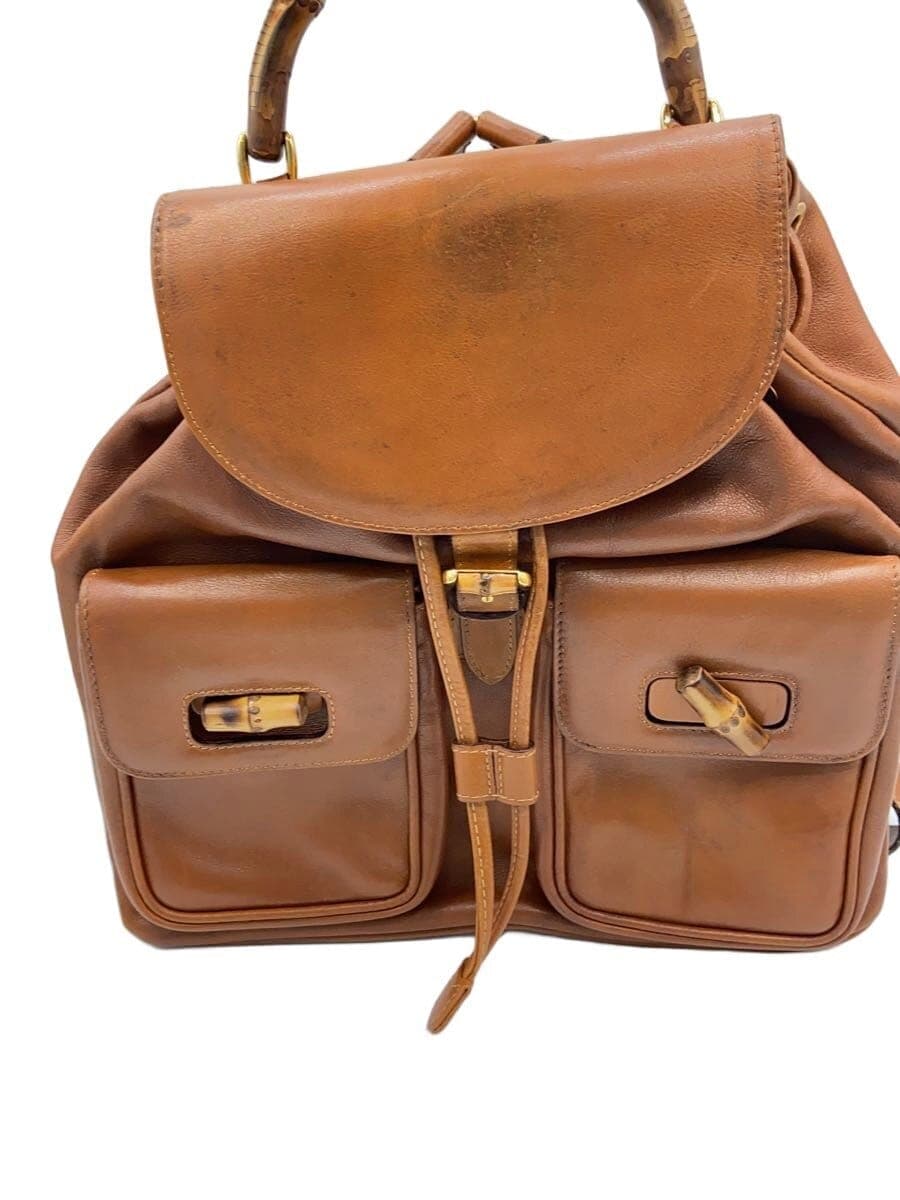 GUCCI Bamboo Backpack Leather BRW