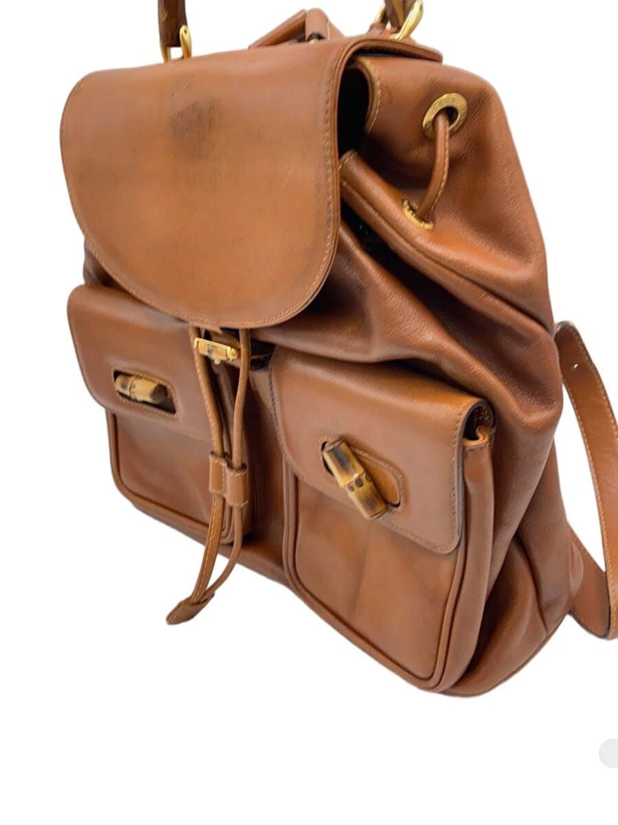 GUCCI Bamboo Backpack Leather BRW 2