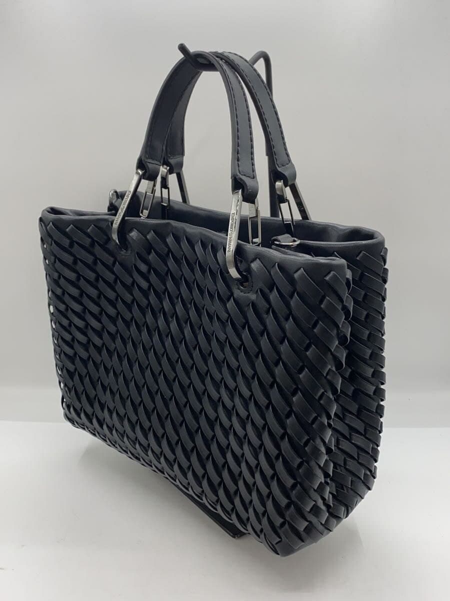 EMPORIO ARMANI My EA Braided Inner Pouch Handbag Leather BLK 2