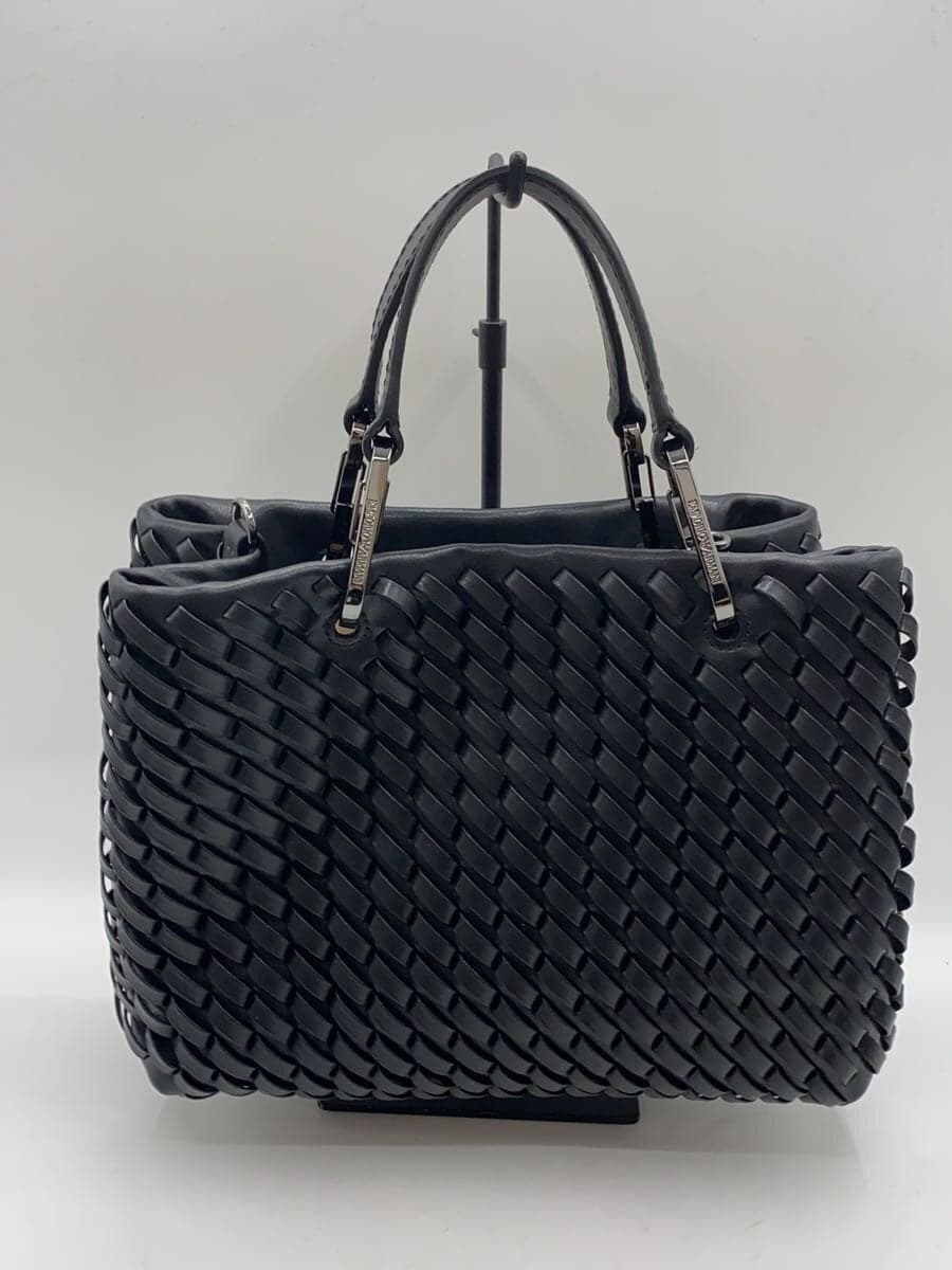 EMPORIO ARMANI My EA Braided Inner Pouch Handbag Leather BLK 3