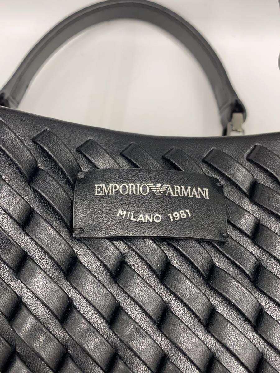 EMPORIO ARMANI My EA Braided Inner Pouch Handbag Leather BLK 5